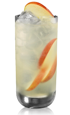 The Apple and Sour Mix is made from Bacardi apple rum, sour mix and apples, and served over ice in a highball glass.