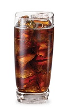 The Apple Beer is a brown drink made from sour apple schnapps, root beer schnapps and cola, and served over ice in a highball glass.