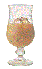 The Beam Me Up Scottie is a brown cocktail perfect for St. Patrick's Day. Made form Kahlua coffee liqueur, Carolans Irish cream and creme de banana, and served over ice in a parfait glass.