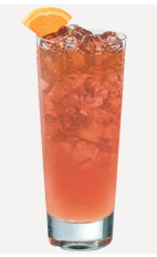 The Berry Lemonade drink recipe is a peach colored delight made from Burnett's blackberry vodka, raspberry schnapps and lemonade, and served over ice in a highball glass.