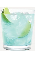 The Berry Blue Tonic drink recipe is a blue colored cocktail made from Burnett's blueberry vodka, blue curacao, tonic water and lime, and served over ice in a rocks glass.