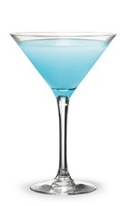 The Berry Fusion Mintini is an exciting blue cocktail made from Pucker Berry Fusion schnapps, vodka and lemonade, and served in a chilled cocktail glass.