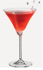 The Berry Pinktini is a sexy red colored cocktail recipe made from Burnett's pink lemonade vodka, strawberry liqueur, sweet & sour mix and cranberry juice, and served in a chilled cocktail glass.