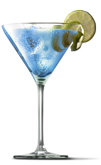The Berry White cocktail recipe is a sexy blue colored drink made from UV Blue raspberry vodka, white crème de cacao, triple sec and lime juice, and served in a chilled cocktail glass.