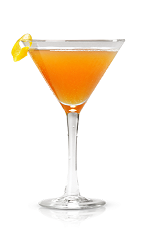 The Black Diamond is an orange colored cocktail made from New Amsterdam vodka, sweet vermouth, lemon juice and maple syrup, and served in a chilled cocktail glass.