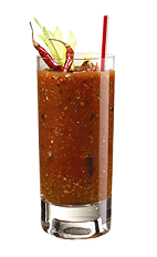 The Plasma Drink is a spicier way to enjoy a Bloody Mary drink. A red colored drink made from Absolut pepper vodka, tomato juice, lemon juice, Tabasco sauce, Worcestershire sauce and spices, and served over ice in a highball glass.