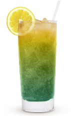 The Blue Latitude is a blue/green/orange colored drink recipe made from Cruzan orange rum, blue curacao, orange juice and lemon-lime soda, and served over ice in a highball glass.