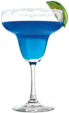 The Blue Margarita is an exotic variation of the classic Margarita drink. A blue cocktail made from Rose's blue curacao cordial, Rose's lime cordial, Rose's triple sec cordial and tequila, and served in a salt-rimmed margarita glass.