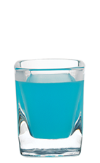 The Blue Shot is a ... blue shot! Made from Hpnotiq liqueur and vodka, and served in a chilled shot glass.