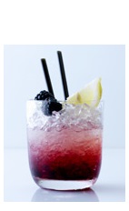 The Boca Amora Bruise drink recipe is made from Boca Loca cachaca, apple brandy, simple syrup, lemon juice and blackberries, and served over ice in a rocks glass.