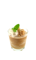 The Brown Cow is a brown cocktail made from Smirnoff  root beer vodka, Godiva chocolate liqueur, vanilla ice cream and whipped cream, and served in a rocks glass.