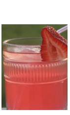 The Caipirinha Sangria drink recipe is made from Boca Loca cachaca, dry vermouth, lime juice, lemon juice, Fee Brothers rock candy syrup and strawberry, and served over ice in a rocks glass.