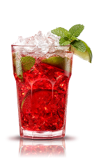 The Campari is an Italian variation of the classic Mojito drink. A red drink made from Campari, lime, mint, brown sugar and club soda, and served over ice in a highball glass.