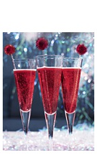 The Candied Cane is a Christmas-season cocktail recipe made from Boca Loca cachaca, blackberry liqueur, lemon juice, simple syrup and chilled champagne, and served in a chilled champagne glass.