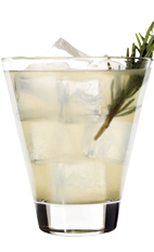 The Cape Hatteras is a uniquely American cocktail made from Wild Turkey, lemon juice, simple syrup, tonic water, rosemary and ginger, and served over ice in a rocks glass.