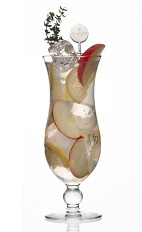 The Caorunn Limon is a savory Fall cocktail perfect to serve with Thanksgiving dinner. Made from Caorunn gin, apple slices, thyme and bitter lemon soda, and served over ice in a hurricane glass.