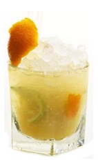The Cesari Citrus is a fruity drink recipe made from Luxardo Sambuca dei Cesari, orange juice, bitters, lemon juice and lime juice, and served over crushed ice in a rocks glass garnished with an orange peel and lime peel.