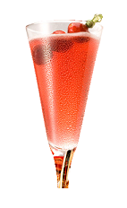 The Chambord Soulmate is made from Chambord raspberry liqueur, champagne and cranberry juice, and served in a chilled champagne glass.