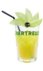 The Chartreuse Experience is a relaxing summer drink, perfect for a warm sunset and more. An orange drink made from Green Chartreuse, vodka, orange juice, lemon juice, apple and blackberry, and served over ice in a highball glass.