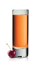 The Cherri Fizz Shot is made from Stoli Wild Cherri vodka, Coca-Cola and lime juice, and served in a chilled shot glass.