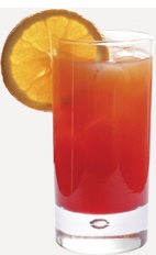 The Cherry Kiss is an orange colored drink recipe made from Burnett's gin, maraschino liqueur, pineapple juice and grenadine, and served over ice in a highball glass.