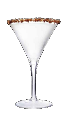 The Chocolate Dipped Berry cocktail recipe is a delicious dessert cocktail made from Three Olives berry vodka, chocolate vodka and white crème de cacao, and served in a chocolate-rimmed cocktail glass.