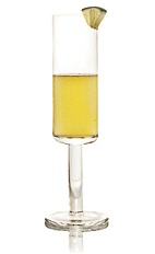 The Cilantro Margarita is a yellow cocktail made from Patron tequila, lime juice, agave nectar, cilantro and champagne, and served in a chilled champagne flute.