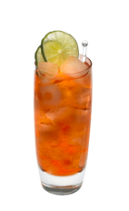 The Citrus Sunset is an orange drink made from Smirnoff citrus vodka, coconut rum, cranberry juice and pineapple juice, and served over ice in a highball glass.