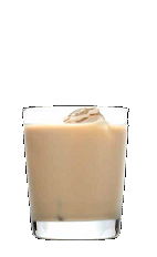 The Cola-Bration drink recipe is a cream colored cocktail made from Three Olives Supercola vodka, iced cake vodka and milk, and served over ice in a rocks glass.