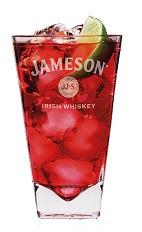The Cranberry Jameson is a tart red colored Saint Patrick's Day drink made from Jameson Irish whiskey, cranberry juice and lime, and served over ice in a highball glass.
