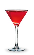 The Crantini is a red cocktail made from cranberry schnapps, vodka and lime juice, and served in a chilled cocktail glass.
