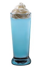 The Cupcake Shot is a wonderful blue shot made from Hpnotiq liqueur and whipped cream, and served in a chilled shot glass.