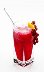 The Disaronno Breeze is a fruity red drink made from Disaronno, vodka, cranberry juice and red currant berries, and served over ice in a highball glass.