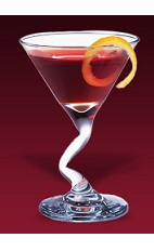 The Dubonnet cocktail recipe is made from gin, Dubonnet rouge and bitters, and served in a chilled cocktail glass.