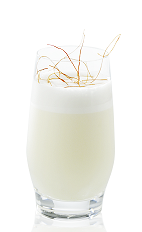 This drink could be served either as an exciting aperitif or at a Cinco de Mayo party. A spicy cream colored drink made from silver tequila, Mozart White chocolate liqueur, lime juice, vanilla syrup, horseradish and egg white, and served over ice in a rocks glass.