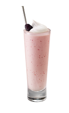 The Framboise Milkshake is made from Chambord flavored vodka, Chambord raspberry liqueur, vanilla ice cream, half & half, simple syrup and raspberries, and served in a collins or highball glass.