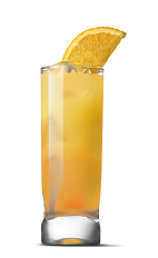 The Fuzzier Navel is an orange colored drink recipe made from UV Peach vodka and orange juice, and served over ice in a highball glass.