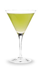 The Gin Cherry Blossom is a green cocktail made from cherry brandy, gin, sour mix and grenadine, and served in a chilled cocktail glass.