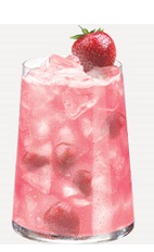 The Ginger Fusion is a pink colored drink recipe made from Burnett's pink lemonade vodka, strawberries and ginger ale, and served over ice in a highball glass.