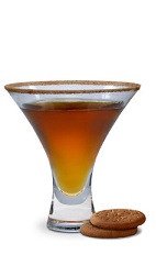 The Ginger Snap is an orange cocktail made from vodka, ginger liqueur, butterscotch schnapps, cinnamon, nutmeg, clove, ginger and simple syrup, and served in a chilled cocktail glass.