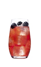 The Grand Berry is a fruity red drink made from Grand Marnier orange liqueur, cranberry juice and blackberries, and served over ice in a highball glass.