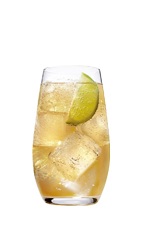The Grand Ginger is a spritzy drink made from Grand Marnier orange liqueur, lime and ginger ale, and served over ice in a highball glass.