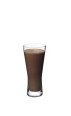 The Grand Iced Moccha is a cool brown drink made from Grand Marnier, chocolate ice cream, espresso, chocolate syrup and milk, and served in a highball glass.