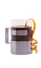 The Grand Marnier Hot Chocolate is a warm and welcoming brown drink made from Grand Marnier and hot chocolate, and served in a coffee mug.