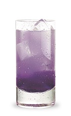 The Grape Crush is a purple drink made from Pucker grape schnapps, peach schnapps, triple sec and lemon-lime soda, and served over ice in a highball glass.