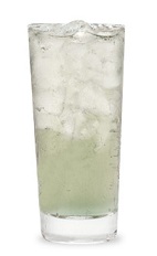 The Grape Fizz is a clear drink made from Pucker grape schnapps, coconut schnapps, sour mix and lemon-lime soda, and served over ice in a highball glass.