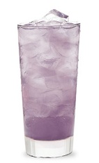 The Grape Vanilla Pop is a purple drink made from Pucker grape schnapps, vanilla liqueur and lemon-lime soda, and served over ice in a highball glass.