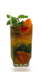 The Grapefruit Chili Mojito balances the bitterness of grapefruit with the bite of chili pepper. Made from Don Q rum, lime, grapefruit, sugar, chili pepper, mint and club soda, and served over ice in a highball glass.