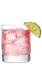 The Grapehound cocktail recipe is a pink colored drink made from Three Olives grape vodka, grapefruit juice and grenadine, and served over ice in a rocks glass.