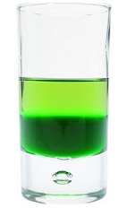 The Green Eye Shot is a green shot made from Green Chartreuse and creme de menthe, and served in a chilled shot glass.